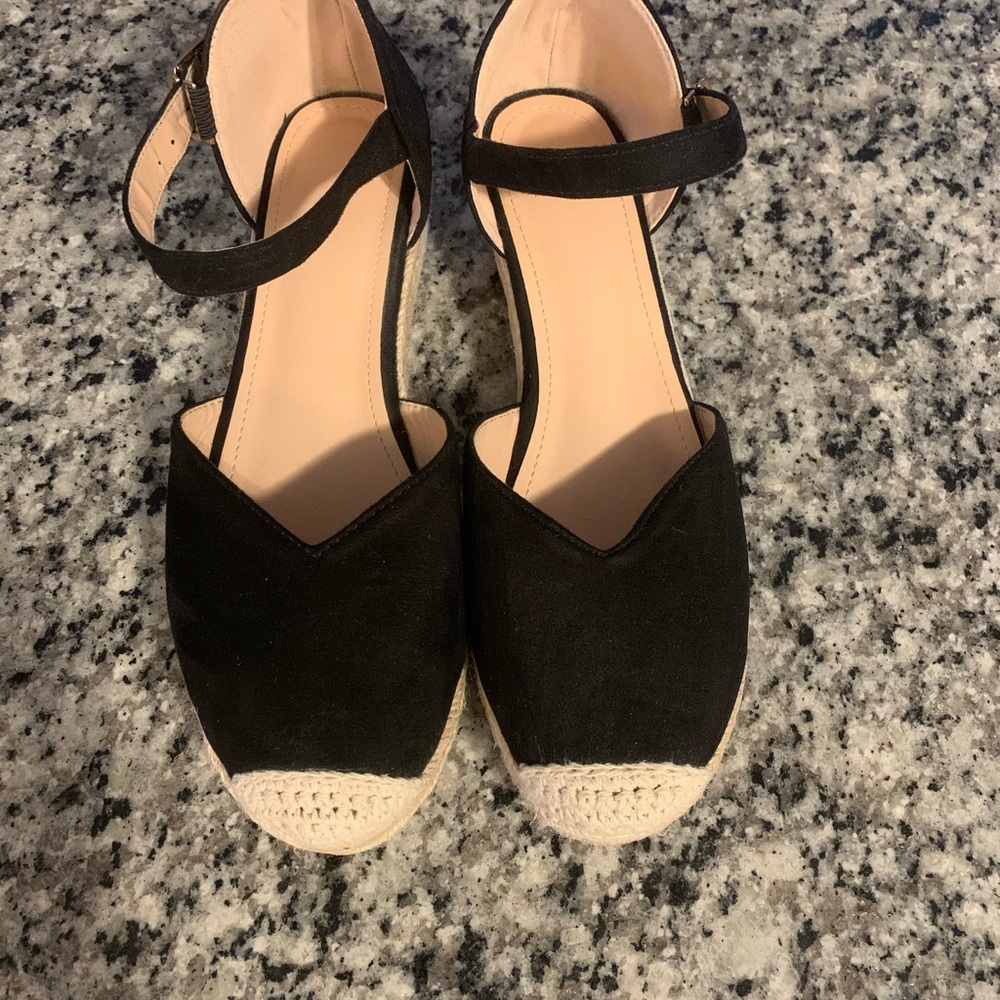 Black Espadrille Women Shoes Sz 39 or 8.5